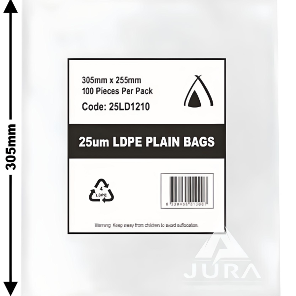 12x10 25um LDPE Poly Bags