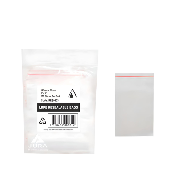 RES0503 - 5" x 3" Resealable LDPE Bags