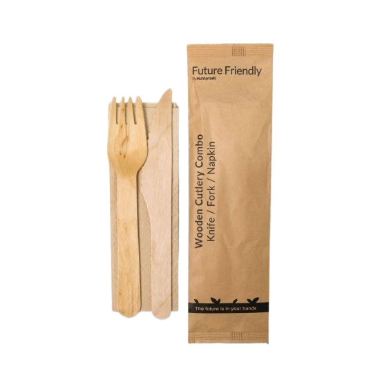 Wooden Knife Fork Napkin Set