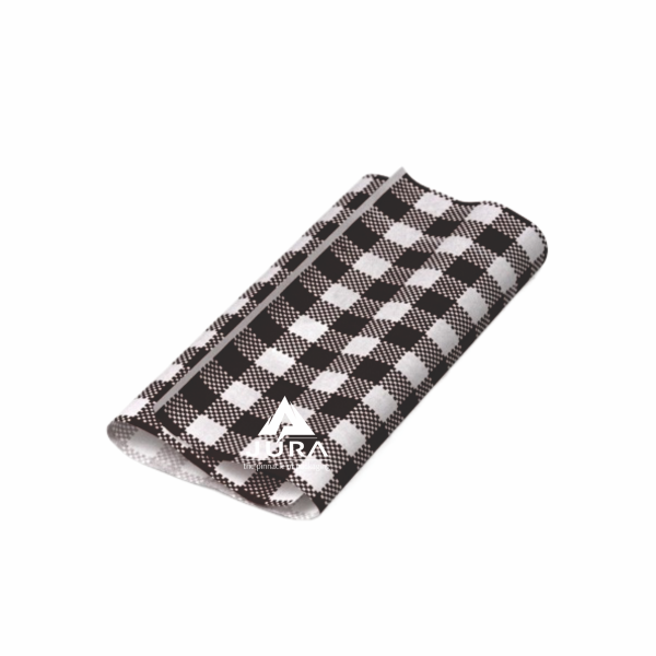 Black 190mm x 300mm Gingham Greaseproof Paper