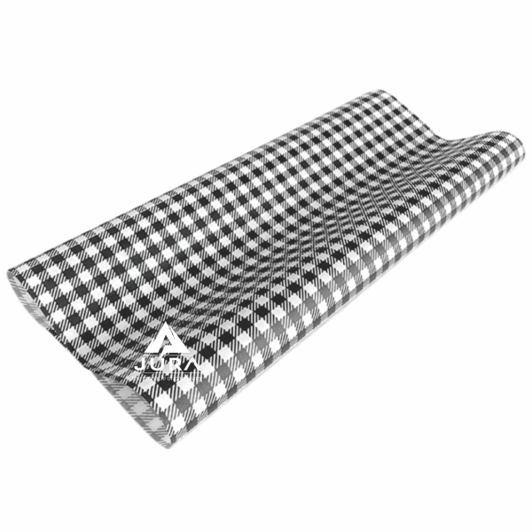 Black 400mm x 300mm Gingham Greaseproof Paper