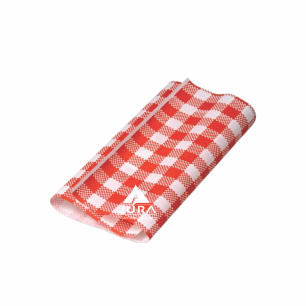 Red 190mm x 300mm Gingham Greaseproof Paper