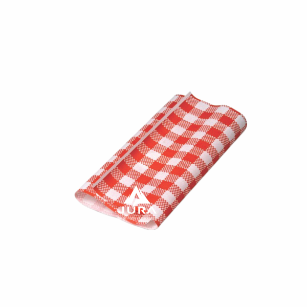 Red 190mm x 150mm Gingham Greaseproof Paper