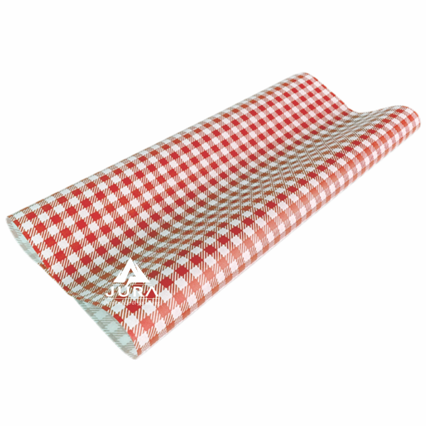 Red 400mm x 300mm Gingham Greaseproof Paper